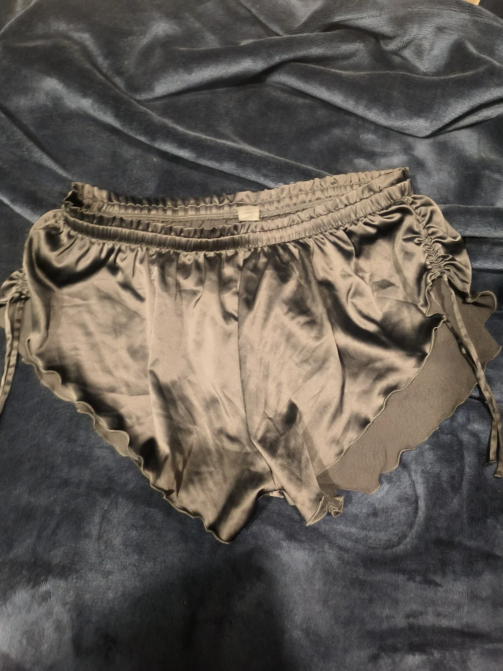Black Silky Ruffle Sleep Shorts